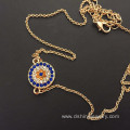 Gold Plated Crystal Alloy Evil Eye Collar Necklace